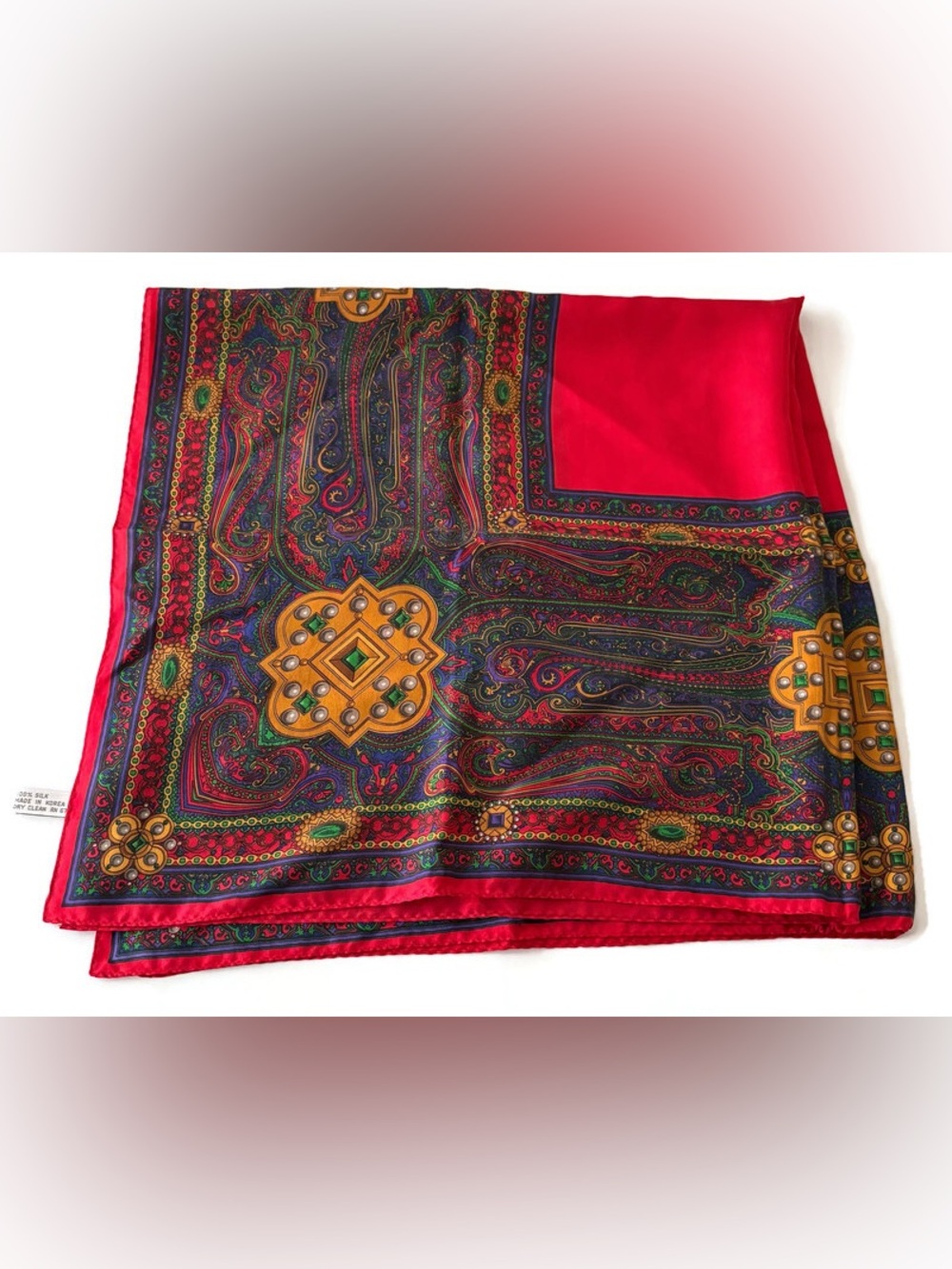 Vintage Casual Corners 100% Silk Paisley Scarf